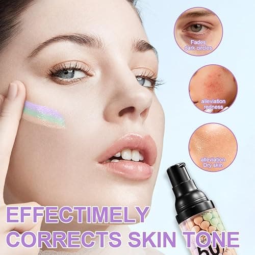 3 in 1 Color Correcting Serum, SPF Primer for Face Before Makeup, Sunscreen One Step Color Corector Primer,SPF 50 PA+++ Isolation Cream,Color Correcting Facial Serum Oil Control & Moisturizing thumbnail 4