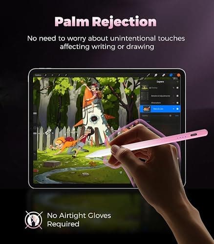 Stylus Pen for iPad(2018-2025), Pad Pencil 10th Generation with Palm Rejection, Active Digital Pencil Compatible with Apple iPad 6/7/8/9/10/A16, Pro 11"/12.9"/13"/M4, Mini 5/6, Air 3/4/5/M2/M3 - Pink thumbnail 6