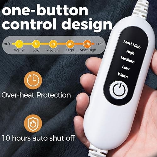 Electric Heated Blanket, Soft Flannel Fabric Heating Blanket with 5-Level Temperature Adjustment Machine Washable ETL Certified Double-Sided Heating thumbnail 3