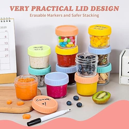 20 Pack Glass Baby Food Containers, 4 Oz Glass Baby Food Storage Jars with Airtight Lids, Reusable Leak-Proof Baby Food Jars, Freezer Microwave Dishwasher Safe thumbnail 6