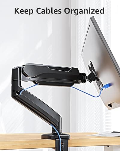 MOUNTUP Single Monitor Desk Mount Holds Screen up to 32 inch, Adjustable Gas Spring Monitor Arm, Computer Monitors Stand with Clamp/Grommet Mounting Base, VESA Mounts Fit 4.4-17.6lbs Computer, Black thumbnail 7