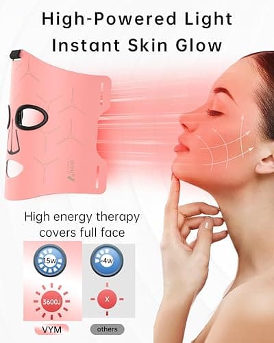 Infrared Red Light Therapy Mask: High Power for Glowing Skin – Ultra-Thin 1.8mm 4.6oz, 830nm 633nm 590nm, Rechargeable, Red light therapy for face Luxury Gift - Pink Windmill thumbnail 3