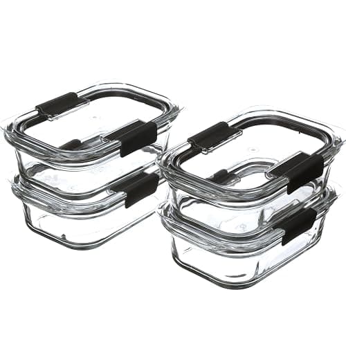 Rubbermaid Brilliance Glass Food Storage Containers, 3.2 Cup, Set of 4, BPA-Free, Leak-Proof, Clear thumbnail 6