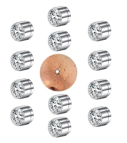 MODRSA Fake Nose Stud Fake Nose Ring Stud Fake Nose Piercing Fake Lip Ring Fake Earrings Stud Silver Gold Fake Cartilage Helix Earring Clip on Earring Hoop Fake Eyebrow Ring Fake Bridge Piercing - Image 1