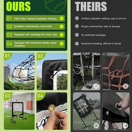 9 Hole Pitching Net, Heavy-Duty Baseball Net with Strike Zone for Pitching and Hitting, Height Adjustable Training Equipment with 9 Pocket Pitching Target for Baseball & Softball Practice thumbnail 5