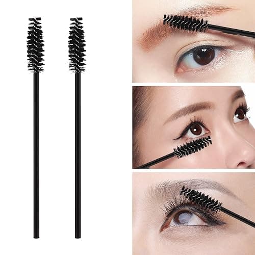 100 Pcs Disposable Mascara Wands, Eyebrow Spoolies Brush for Eyelash Extensions, Lash Brushes with Container (Black) thumbnail 2