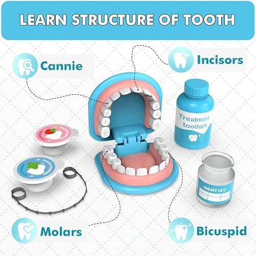 Dentist Play Set for Toddlers 3-5 - Doctor Kit Toy Gifts for 3 4 Year Old Girls, Pretend Play Montessori Toys Teeth and Dental Playset Medical Kits for Boys Kids 2-4 5 6 7 8 thumbnail 2