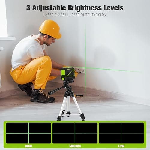 Laser Level with Tripod, 100 feet Green Cross Line Self Rotary Leveling Laser Level, Vertical and Horizontal Line, Rotatable 360 Degree, Manual Self leveling and Pulse Mode,IP54 Waterproof & Battery thumbnail 5
