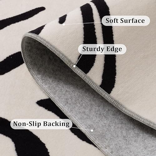 YIHOUSE Tiger Washable Area Rugs 5'x7', Black and Beige Modern Rug for Living Room, Bedroom, Ultra Thin Animal Stripe Print Rug for Girls Boys Nursery, Playroom, Dorm Room thumbnail 4