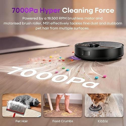 MONSGA Robot Vacuum and Mop Combo, 7000Pa Robotic Vacuum with Lidar Navigation, 180mins Runtime, Tangle-Free Robot Mop, 5 Editable Maps, APP/Remote/Voice Control, Ideal for Hard Floors and Carpets thumbnail 2