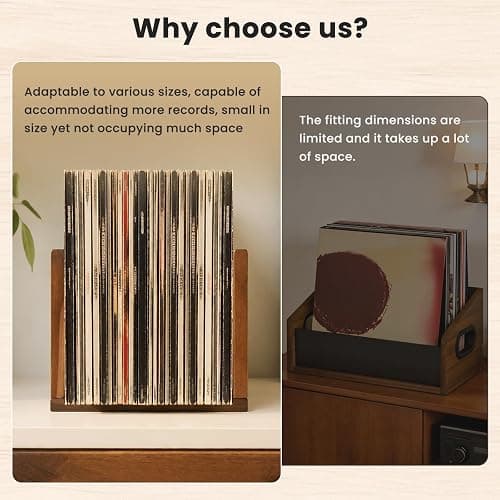 Vinyl Record Storage Stand: Solid Acacia Wood Album Holder for Desktop | Adjustable Vinyl Record Display Holds 1-60 LPs,Now Playing Record Holder for Shelf,Premium Music Gift for Collectors thumbnail 5