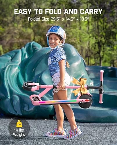 FanttikRide C9 Pro Kids Electric Scooter Ages 8-12, Colorful Rainbow Lights, E-Scooter for Kids 3.9-5.2 ft, 132 lbs, 5 Miles Range, Up to 40 min Ride Time, 5/8/10 MPH, 3 Adjustable Heights thumbnail 6