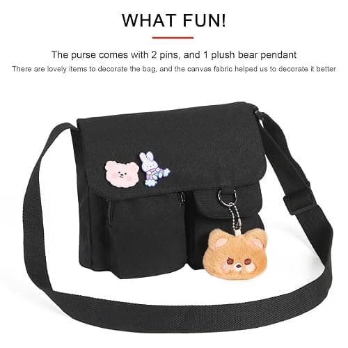 Phaoullzon Kawaii Crossbody Bag Cute Messenger Bags Canvas Shoulder Purse Gifts for Teens thumbnail 3