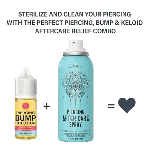 BASE LABORATORIES Piercing Aftercare Kit: Keloid & Piercing Bump Solution Oil(15ml) + Piercing Aftercare Spray (4oz) - for Keloid Bump Removal & Cleansing Soothing Piercings Before & After thumbnail 9