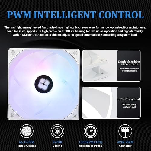 TR-AQUA ELITE 360 White V3 CPU Liquid Cooler, 3 ARGB PWM Fans with S-FDB Bearings, Efficient PWM Controlled Pump, for AMD / AM4 / AM5 Intel LGA1150 / 1151/1200 / 2011/1700, (AE360 White V3) thumbnail 5