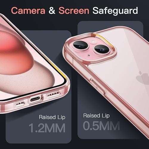 JETech Case for iPhone 15 6.1-Inch, Non-Yellowing Shockproof Phone Bumper Cover, Anti-Scratch Clear Back (Pink) thumbnail 2
