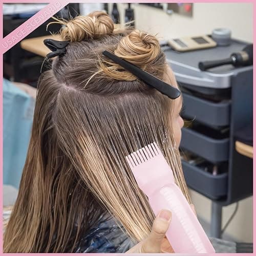 BLAAROOM 2Pack Root Comb Applicator Bottle - 6 Oz Hair Oil Applicator, Dye Bottle Tools with Oil Dispenser & Root Comb Brush - Pink thumbnail 5