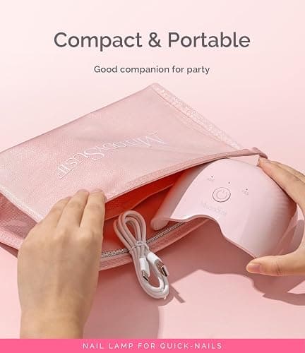 MelodySusie Small LED UV Nail Lamp with Lightweight Design, P-ART06F Nail Dryer with Simple Button Control Cures All Soft Gels at Home, Especially Half-Cured Gel, Base Coat & Top Coat Pink thumbnail 6