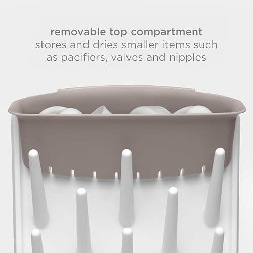 Ubbi Vertical Baby Bottle Drying Rack, Countertop Drying Rack Baby Accessory, Taupe thumbnail 5