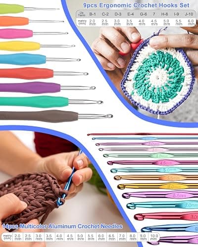 Aeelike Crochet Kits for Beginners Adults Kids, Complete Crochet Set, Navy | Crochet Kit for Beginners Young and Old, All-inclusive Kit with Crochet Hooks 655 Yards Yarn Instruction Knit Bag, Ideal Gift thumbnail 2