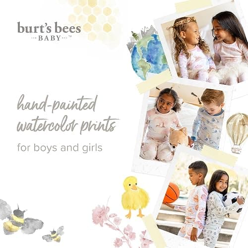 Burt's Bees Baby Girls Organic Cotton Pajamas, Toddler PJ Set, 2-PC | Soft, cozy, snug fitting pajamas feature stretchy ribbed cuffs and hand painted prints to make bedtime a breeze thumbnail 10