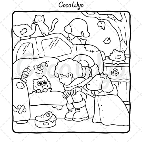 The Little Cat: Cozy Life of Kitty Coloring Book for Adults and Teens (Cozy & Cute Coloring) thumbnail 7
