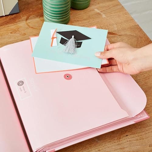 The Folio® Important Document Organizer by Savor | Binder with Guided Labels, Acid-Free File Folder Organizer with 10 Pockets, Document Holder for Home Records, Legal and Medical Papers (Pink) thumbnail 2