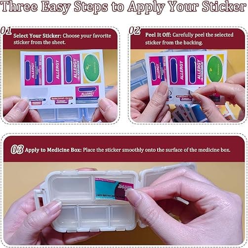 Pill Organizer with Medicine Labels 161 Labels Travel Daily Pill Container Mini Medication Organizer Storage Pill Organizer Travel Essentials Pill Case 7 Day (Blue, 1 Pack) thumbnail 2