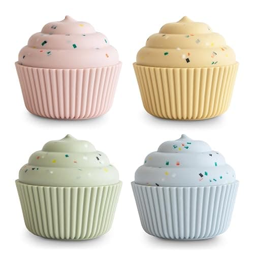 mushie Silicone Mix and Match Cupcake Toy 4 Pack | Mold Free - Image 1