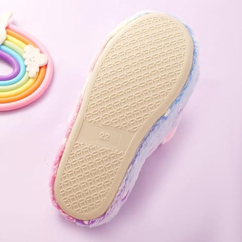 HIBCIGA Kids Fuzzy Slippers for Girls Boys Unicorn Glow in the Dark Plush Fleece Warm Indoor Shoes thumbnail 7