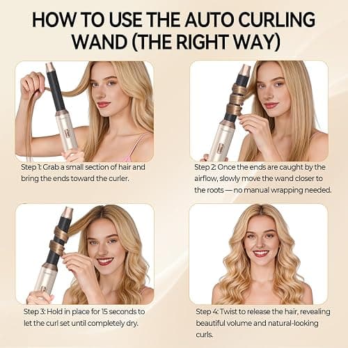 Nawedaa 5-in-1 Hair Dryer Brush Set, Detachable Hot Air Brush with Auto Wrap Curlers, Ionic Blow Dryer Brush for Fast Drying, Volumizing, Straightening & Salon Styling for All Hair Types(Beige) thumbnail 5