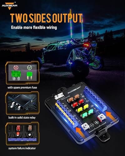 Auxbeam RGB 8 Gang Switch Panel 5.3 Inch RB80 XL with Off Backlight Toggle Momentary Pulsed Switch Pod for Truck ATV Offroad Marine Multifunction Waterproof Circuit Relay System Box, 2 Years Warranty thumbnail 4