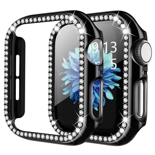 adepoy Compatible for Apple Watch Case 44mm Series 6/5/4 SE Bling Rhinestone Apple Watch Protective Case Bumper Frame Case Cover for iWatch Series 44mm Black - Image 1
