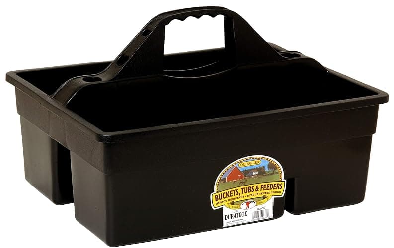 Little Giant® Plastic DuraTote | Horse Grooming DuraTote | Durable Tote Box Organizer with Easy Grip Handle | Extra Thick Sidewalls | Black - Image 1