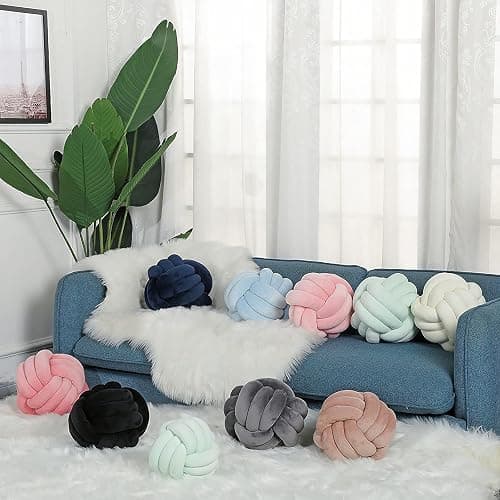 PUXU Knot Pillow Ball,Round Decorative Throw Pillow (Pink,8.5in) | Children Room Decoration Plush Toys Calming Stress Relief Toy, Soft Plush, Cozy Decor for Bedroom, Sofa, Kids Playroom thumbnail 2