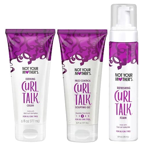 Not Your Mother's Curl Talk Frizz Control Sculpting Gel, Defining Cream, and Refreshing Curl Foam (3-Pack) - 6 and 8 fl oz - Formulated with Rice Curl Complex - For All Curly Hair Types - Image 1