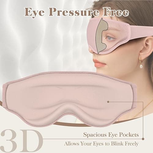 Fygrip 3D Eye Mask Sleep Mask for Men & Women, 100% Pressure-Free & Light Block-Out Eye Mask for Sleep with Easy Adjustable Strap, Night Eye Cover for Travel, Pink thumbnail 3