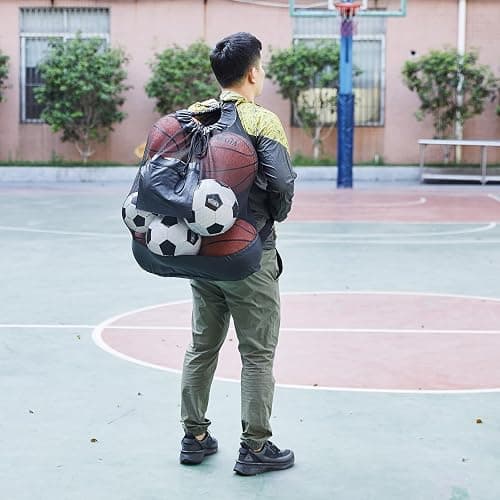 2-Pack Large Sports Ball Bag,Mesh Soccer Ball Bag，Heavy Duty Drawstring Bags Hold Equipment for Coach, Basketball,Football, Volleyball,Baseball and Swimming Gears with Adjustable Strap thumbnail 7