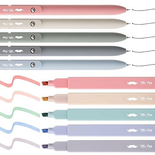 Mr. Pen- Aesthetic Highlighters and Gel Pens, 10 Pack, Morandi Colors Bible Highlighters No Bleed, Black Ink Gel Pens, Fast Dry and No Smear for Bible Journaling, Planner, School Supplies thumbnail 8