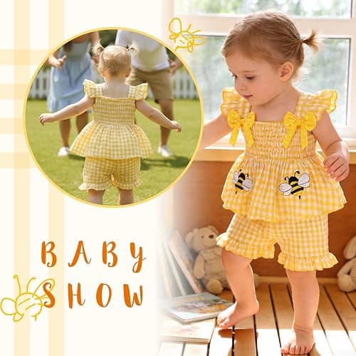 YOUNGER TREE Toddler Girl Clothes Baby Girls Ruffle Sleeveless Bowknot Dress Tops Shorts Set Cute Summer Kids Outfits thumbnail 2