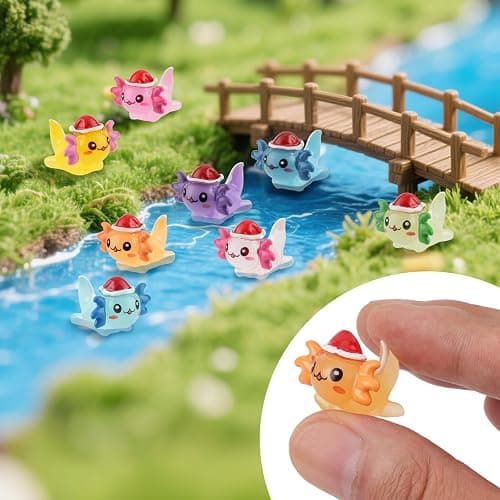 32pcs Mini Christmas Resin Axolotl, Glow in The Dark Tiny Axolotl Miniature Figures Toy Bulk Tiny Plastic Animal Figurines for Fairy Garden Landscape Aquarium Potted Birthday Christmas Party Gift thumbnail 5