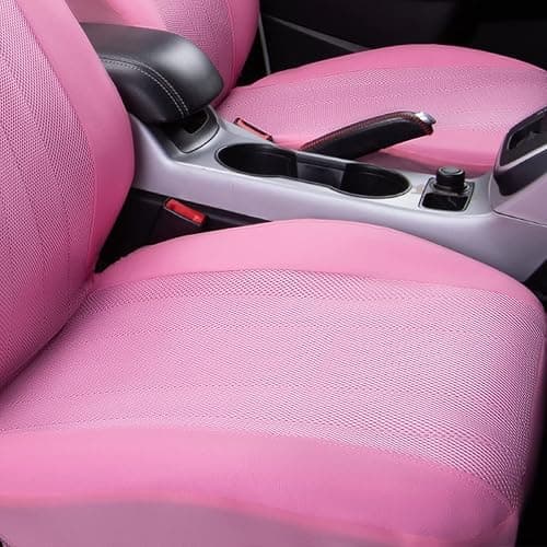 Flying Banner car seat Covers Set airmesh Breathable Fashion Easy Bench Split Protectors Sport Fashion (Pink & Pink, Full Set - Low Back) thumbnail 5