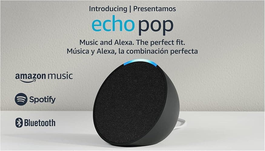 Echo Pop | Full sound compact smart speaker with Alexa | International Version with US Power Adaptor | Charcoal thumbnail 8