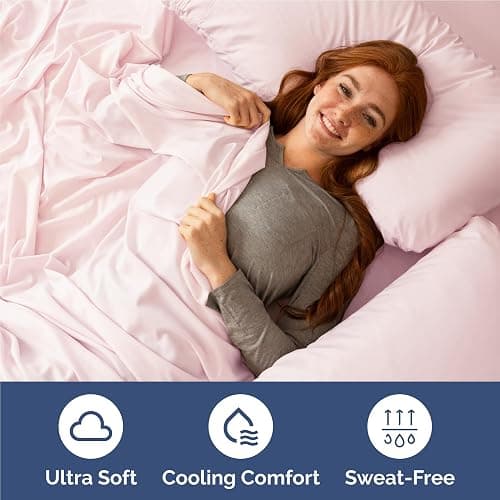 Full Size 4 Piece Sheet Set - Comfy Breathable & Cooling Bed Sheets Set - Hotel Luxury Bedding for Women, Men, Kids, Teens, Boys & Girls - Deep Pockets, Soft, Wrinkle Free - Oeko-Tex - Lavender Pink thumbnail 4
