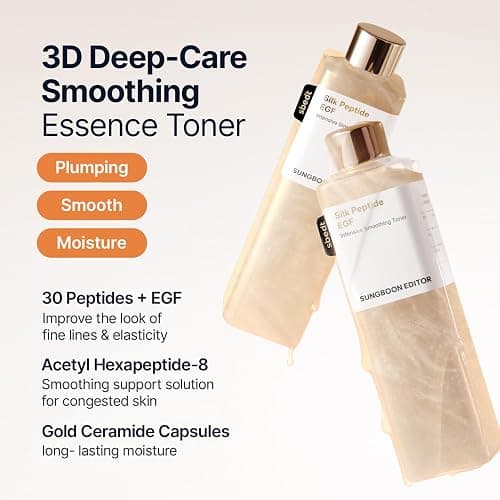 SUNGBOON EDITOR Ultimate Full Face firm-looking Silk Peptides EGF SetㅣDeep Collagen Silk Peptide Intensive Ampoule & Silk Peptides EGF Toner & Cream & Eye Cream & Intensive Gold Overnight MaskㅣKorean thumbnail 4