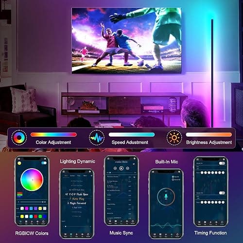 Tyute Corner Lamp, Led Floor Lamp, RGB Ambient Lighting, Smart Modern Floor Lamp with Remote, Color Changing Dimmable Corner Light with Music Sync, Mood Lighting for Bedroom, Living Room Gaming Room thumbnail 9