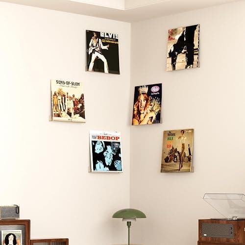 upsimples 8 Pack Vinyl Record Wall Mount Shelves, 12" Vinyl Holder for Album Record Storage & Display, Clear Acrylic Floating Shelves for Wall Decor, Kids Bookshelf, Magazine Rack, Picture Ledge thumbnail 8