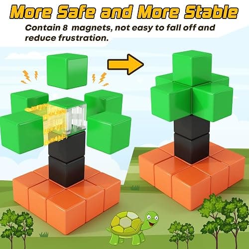 48PCS Magnetic Blocks for Toddlers Toys, Large Magnetic Cube Toy for Sensory STEM Education Preschool Magnet Toys for 3 4 5 6 Year Old Boys and Girls, Compatile with Mine Magnet World thumbnail 7