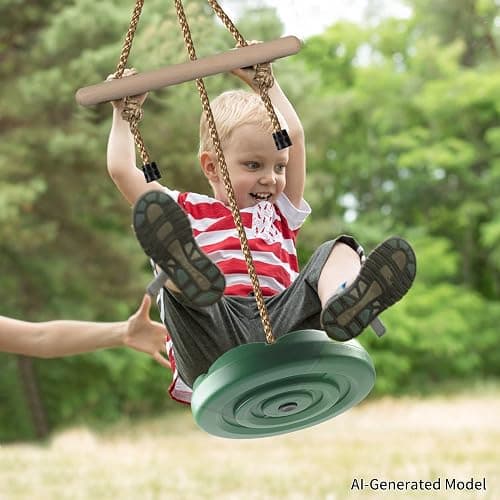 KINSPORY Disc Swing for Kids, Swing Set Accessories, 7FT Height Adjustable Gym Monkey Bars, Hanging Tree Seat for Backyard, Outdoor Play Equipment - Green thumbnail 2