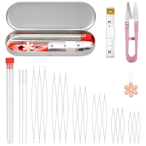 FIVEIZERO 21 Pieces Beading Needles Set, 6 Sizes Seed Beads Needles Big Eye, Collapsible Beading Needles Set for Jewelry Making - Image 1
